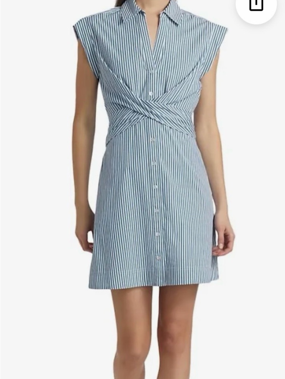 Veronica Beard Striped Blue Shirt Dress with Twist Waist
